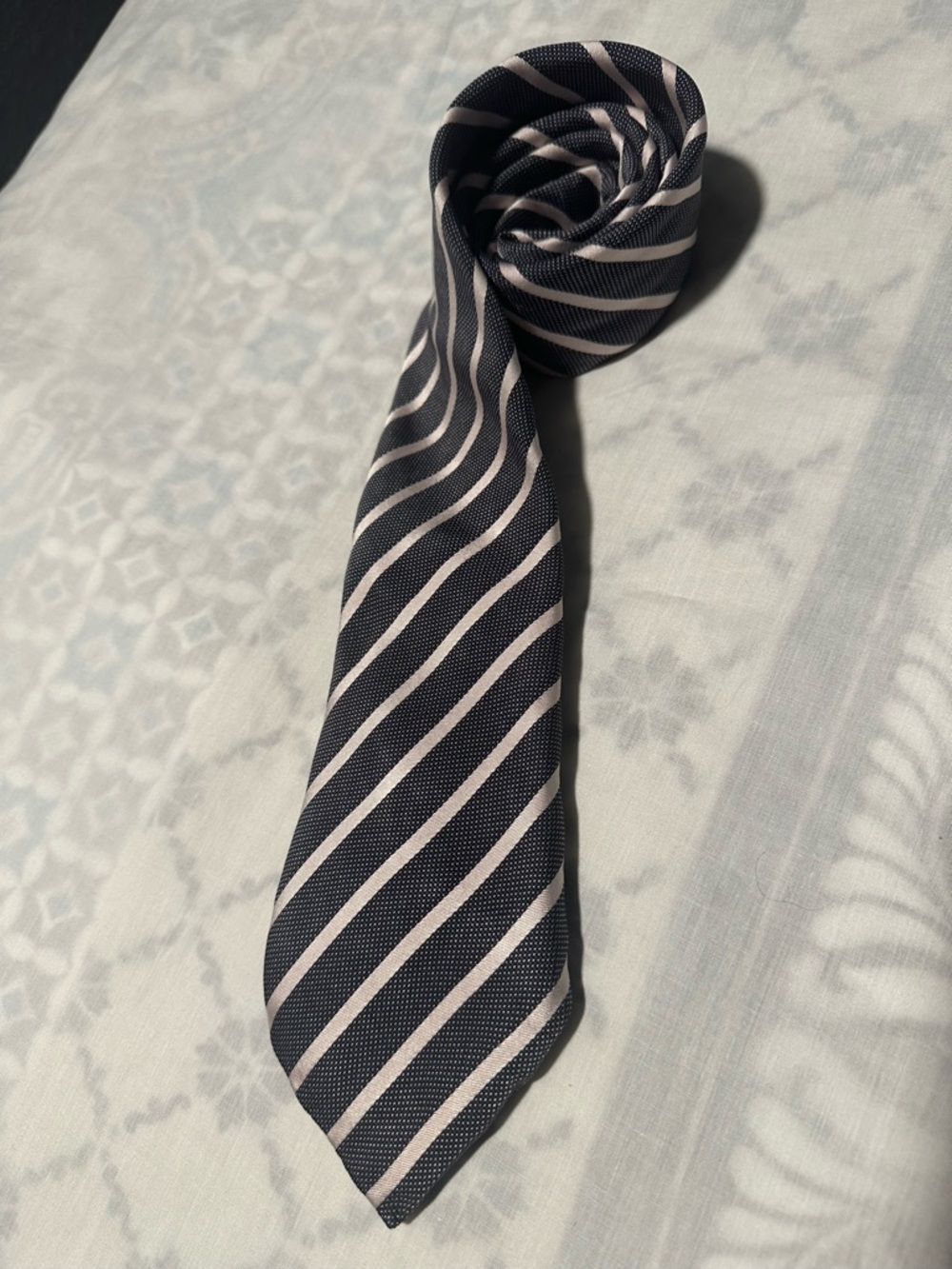 Giorgio Armani Navy and Light Gray Diagonal Stripe Tie